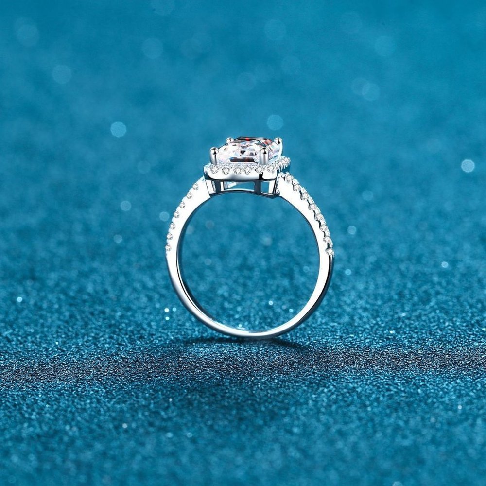 Certified 2ct. t.w. Diamond Moissanite Radiant Cut Engagement Ring NEW - Picture 4 of 8